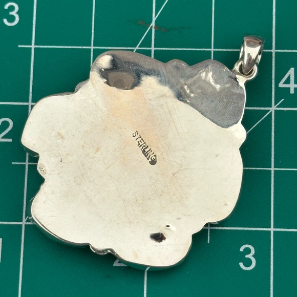 Turquoise chunky statement sterling silver pendant - Picture 3 of 6